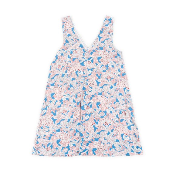 LOFT white/blue/red floral print stretch mini swing dress sundress size S - Picture 4 of 7